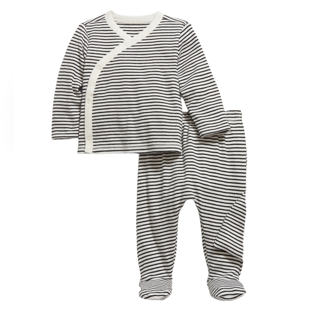 Old NAVY 2PC SET Striped Black and White Kids Pajamas 3-6m